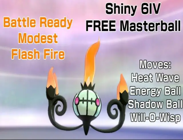 Chandelure Pokemon Sword Shield Shiny 6 IV Modest