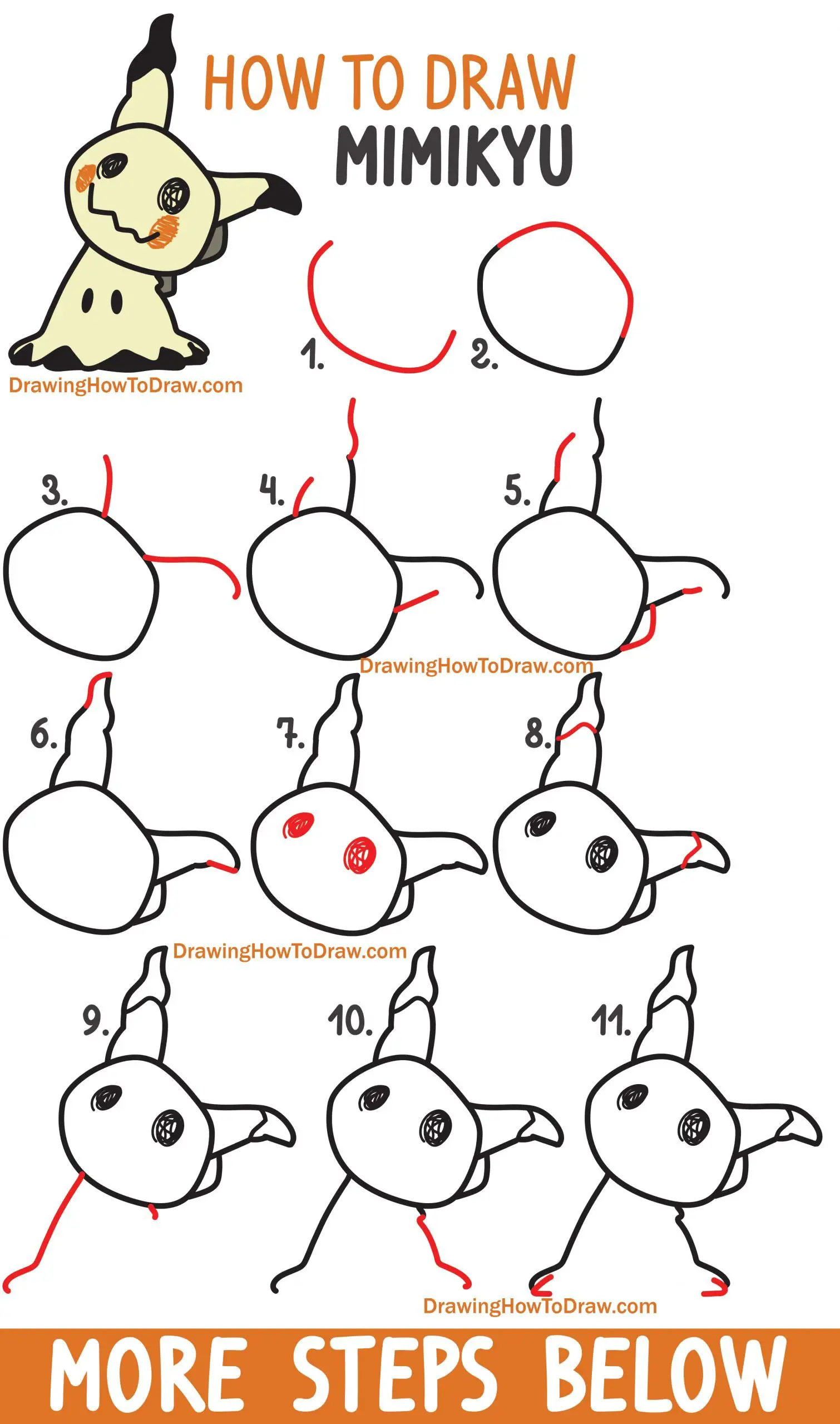 How to Draw Mimikyu from Pokemon Easy Step by Step Drawing ...